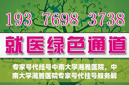 专家号代挂号中南大学湘雅医院，中南大学湘雅医院专家号代挂号服务解析