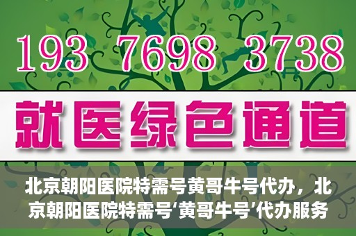 北京朝阳医院特需号黄哥牛号代办，北京朝阳医院特需号‘黄哥牛号’代办服务详解