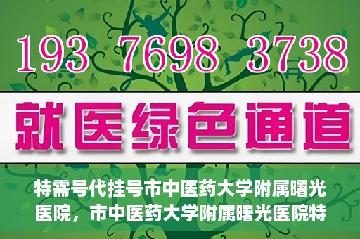 特需号代挂号市中医药大学附属曙光医院，市中医药大学附属曙光医院特需号代挂号服务解析