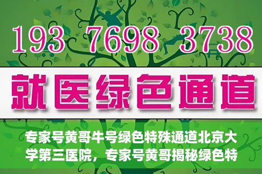 专家号黄哥牛号绿色特殊通道北京大学第三医院，专家号黄哥揭秘绿色特殊通道，北京大学第三医院的深度解读