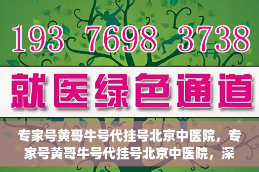专家号黄哥牛号代挂号北京中医院，专家号黄哥牛号代挂号北京中医院，深度解读与预约攻略