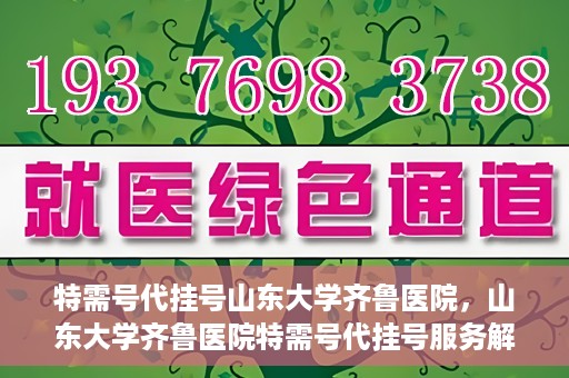 特需号代挂号山东大学齐鲁医院，山东大学齐鲁医院特需号代挂号服务解析