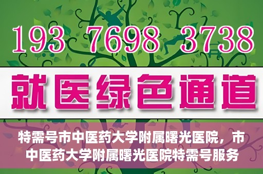 特需号市中医药大学附属曙光医院，市中医药大学附属曙光医院特需号服务探索与实践