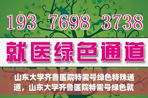 山东大学齐鲁医院特需号绿色特殊通道，山东大学齐鲁医院特需号绿色就医通道揭秘