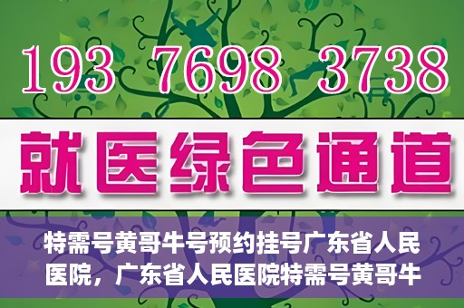 特需号黄哥牛号预约挂号广东省人民医院，广东省人民医院特需号黄哥牛号预约挂号服务解析