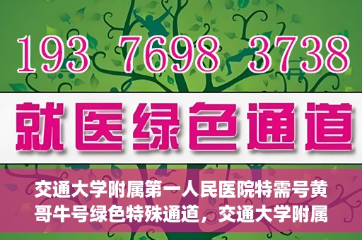 交通大学附属第一人民医院特需号黄哥牛号绿色特殊通道，交通大学附属第一人民医院特需号黄哥牛号，绿色通道的便捷之路