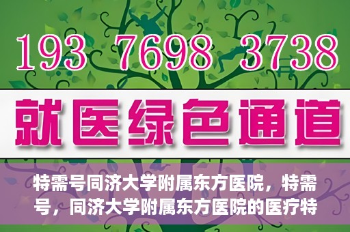 特需号同济大学附属东方医院，特需号，同济大学附属东方医院的医疗特色与服务理念