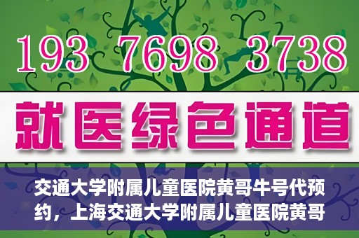 交通大学附属儿童医院黄哥牛号代预约，上海交通大学附属儿童医院黄哥牛号预约指南，轻松预约，关爱儿童健康之路