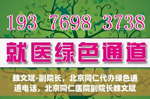 魏文斌-副院长，北京同仁代办绿色通道电话，北京同仁医院副院长魏文斌揭秘，绿色通道电话代办服务新动向