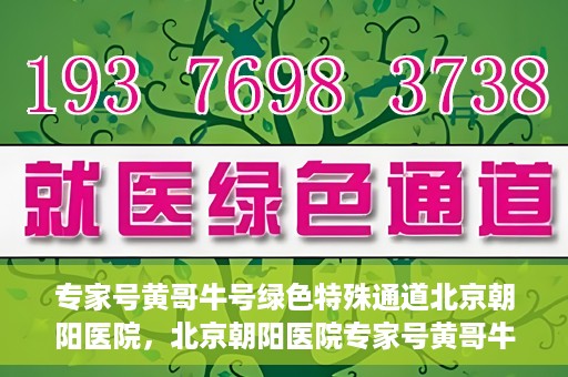 专家号黄哥牛号绿色特殊通道北京朝阳医院，北京朝阳医院专家号黄哥牛号开启绿色特殊通道，助力患者高效就医