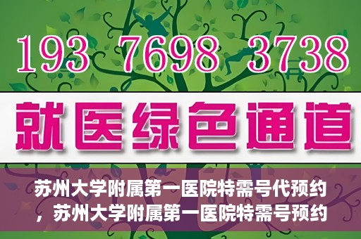 苏州大学附属第一医院特需号代预约，苏州大学附属第一医院特需号预约服务详解