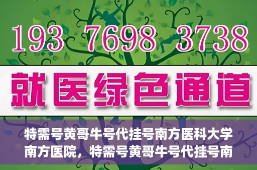 特需号黄哥牛号代挂号南方医科大学南方医院，特需号黄哥牛号代挂号南方医院就医攻略揭秘