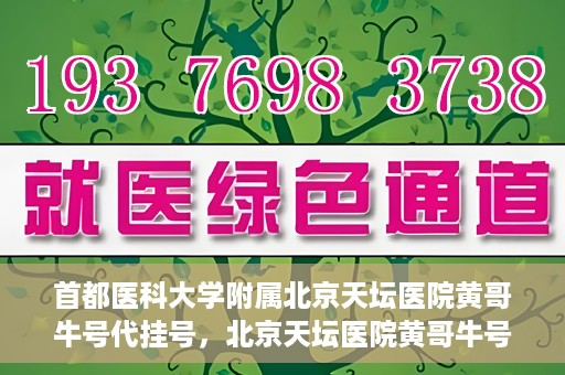首都医科大学附属北京天坛医院黄哥牛号代挂号，北京天坛医院黄哥牛号代挂号攻略揭秘