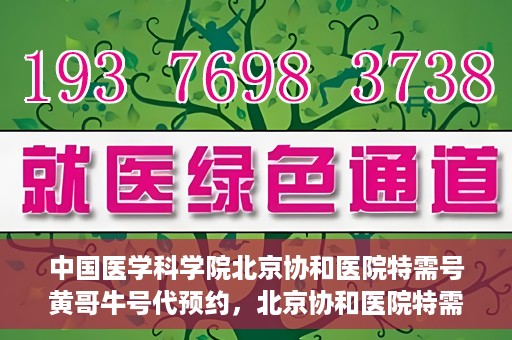 中国医学科学院北京协和医院特需号黄哥牛号代预约，北京协和医院特需号黄哥牛号预约服务解析