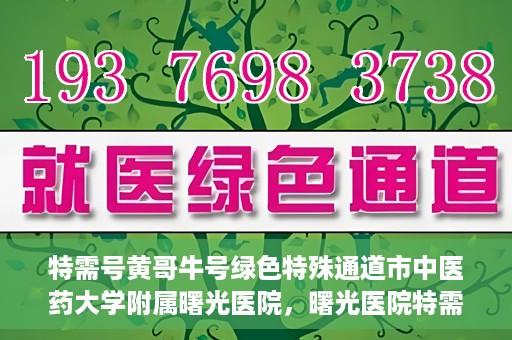 特需号黄哥牛号绿色特殊通道市中医药大学附属曙光医院，曙光医院特需号绿色特殊通道，黄哥牛号引领中医新时代风潮