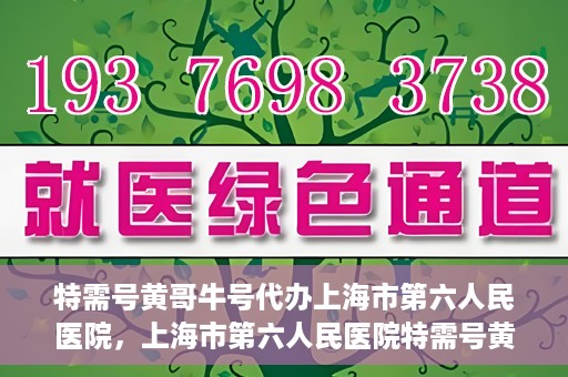 特需号黄哥牛号代办上海市第六人民医院，上海市第六人民医院特需号黄哥牛号代办服务