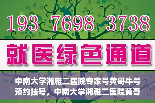 中南大学湘雅二医院专家号黄哥牛号预约挂号，中南大学湘雅二医院黄哥牛专家号预约挂号攻略