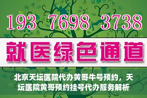 北京天坛医院代办黄哥牛号预约，天坛医院黄哥预约挂号代办服务解析