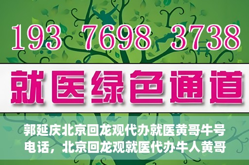 郭延庆北京回龙观代办就医黄哥牛号电话，北京回龙观就医代办牛人黄哥联系方式及代办就医服务解析