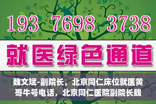 魏文斌-副院长，北京同仁床位就医黄哥牛号电话，北京同仁医院副院长魏文斌，床位就医黄哥牛号电话揭秘