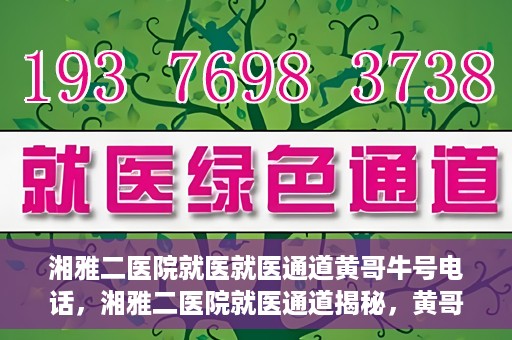 湘雅二医院就医就医通道黄哥牛号电话，湘雅二医院就医通道揭秘，黄哥牛号电话一览无余