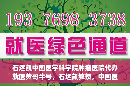 石远凯中国医学科学院肿瘤医院代办就医黄哥牛号，石远凯教授，中国医学科学院肿瘤医院就医攻略及黄哥牛号代办指南