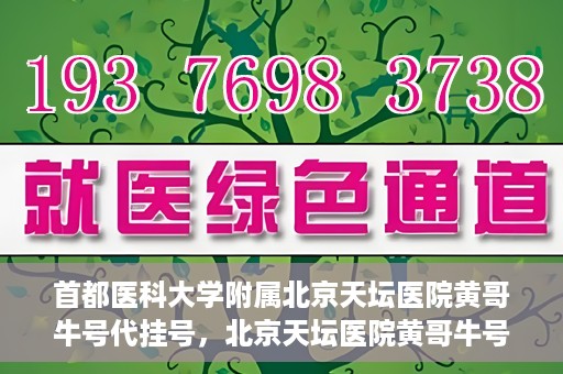 首都医科大学附属北京天坛医院黄哥牛号代挂号，北京天坛医院黄哥牛号代挂号攻略揭秘