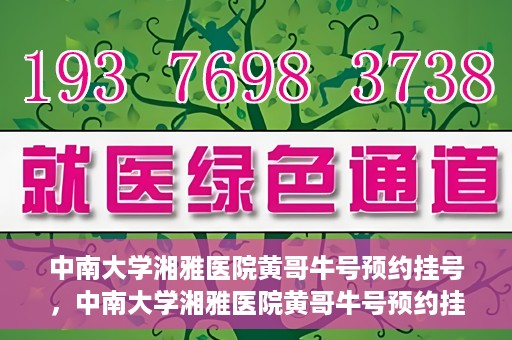 中南大学湘雅医院黄哥牛号预约挂号，中南大学湘雅医院黄哥牛号预约挂号攻略，轻松挂号，无忧就医体验