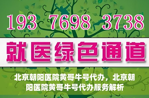 北京朝阳医院黄哥牛号代办，北京朝阳医院黄哥牛号代办服务解析