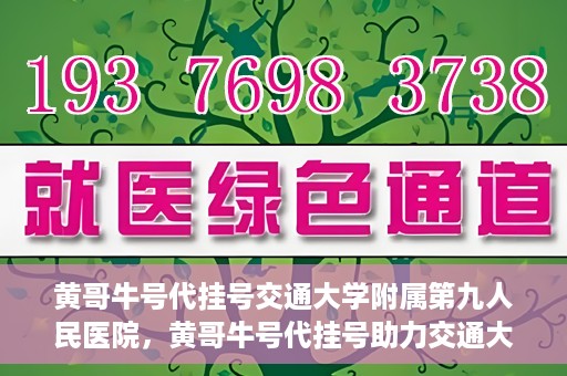 黄哥牛号代挂号交通大学附属第九人民医院，黄哥牛号代挂号助力交通大学附属第九人民医院就医顺利之路
