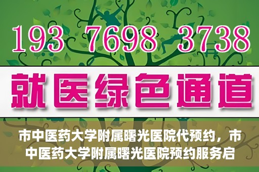 市中医药大学附属曙光医院代预约，市中医药大学附属曙光医院预约服务启动，便捷就医新体验