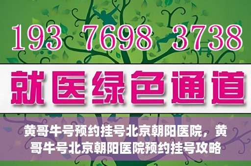 黄哥牛号预约挂号北京朝阳医院，黄哥牛号北京朝阳医院预约挂号攻略
