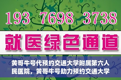 黄哥牛号代预约交通大学附属第六人民医院，黄哥牛号助力预约交通大学附属第六人民医院服务