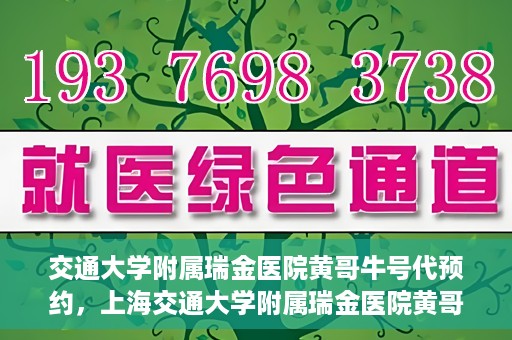 交通大学附属瑞金医院黄哥牛号代预约，上海交通大学附属瑞金医院黄哥牛号预约服务解析