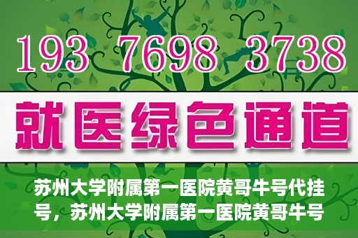 苏州大学附属第一医院黄哥牛号代挂号，苏州大学附属第一医院黄哥牛号代挂号服务解析