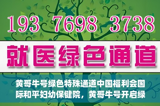 黄哥牛号绿色特殊通道中国福利会国际和平妇幼保健院，黄哥牛号开启绿色特殊通道，助力国际和平妇幼保健院中国福利行动