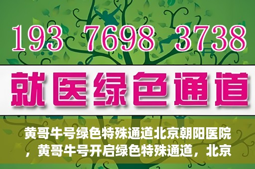 黄哥牛号绿色特殊通道北京朝阳医院，黄哥牛号开启绿色特殊通道，北京朝阳医院助力健康之路