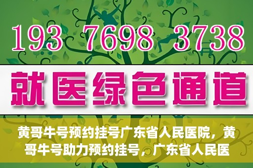 黄哥牛号预约挂号广东省人民医院，黄哥牛号助力预约挂号，广东省人民医院便捷就医新体验