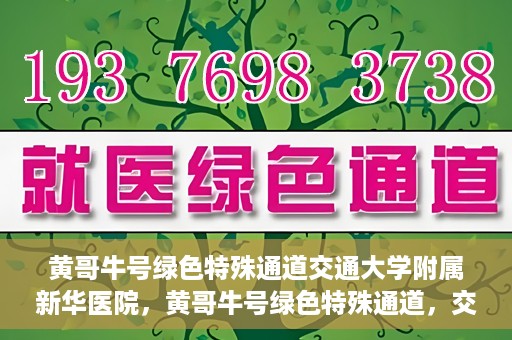 黄哥牛号绿色特殊通道交通大学附属新华医院，黄哥牛号绿色特殊通道，交通大学附属新华医院的探索与实践