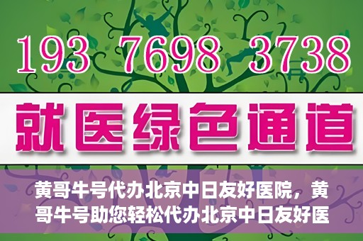 黄哥牛号代办北京中日友好医院，黄哥牛号助您轻松代办北京中日友好医院手续
