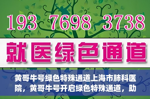 黄哥牛号绿色特殊通道上海市肺科医院，黄哥牛号开启绿色特殊通道，助力上海市肺科医院高效就医体验