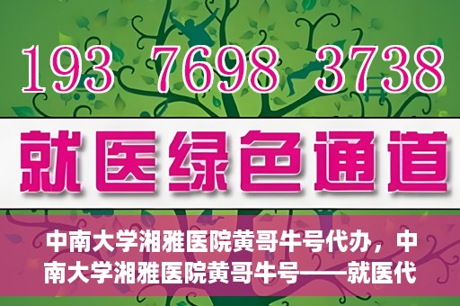 中南大学湘雅医院黄哥牛号代办，中南大学湘雅医院黄哥牛号——就医代办服务详解