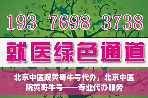 北京中医院黄哥牛号代办，北京中医院黄哥牛号——专业代办服务