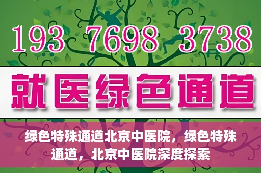 绿色特殊通道北京中医院，绿色特殊通道，北京中医院深度探索