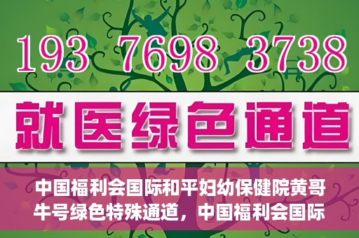 中国福利会国际和平妇幼保健院黄哥牛号绿色特殊通道，中国福利会国际和平妇幼保健院开设黄哥牛号绿色特殊通道，助力母婴健康关爱行动