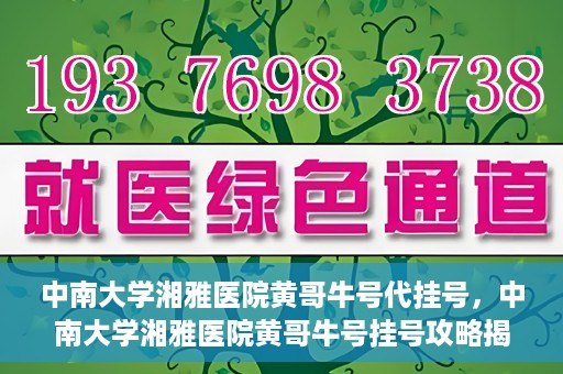 中南大学湘雅医院黄哥牛号代挂号，中南大学湘雅医院黄哥牛号挂号攻略揭秘
