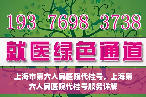 上海市第六人民医院代挂号，上海第六人民医院代挂号服务详解