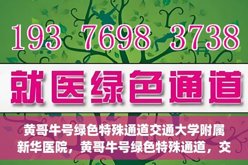 黄哥牛号绿色特殊通道交通大学附属新华医院，黄哥牛号绿色特殊通道，交通大学附属新华医院的探索与实践