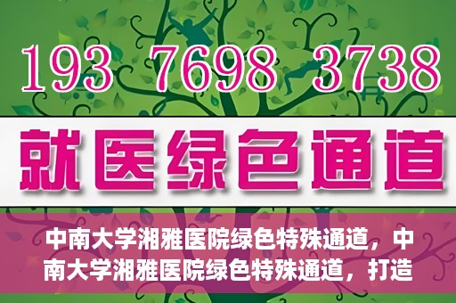 中南大学湘雅医院绿色特殊通道，中南大学湘雅医院绿色特殊通道，打造医疗服务的绿色通道新篇章