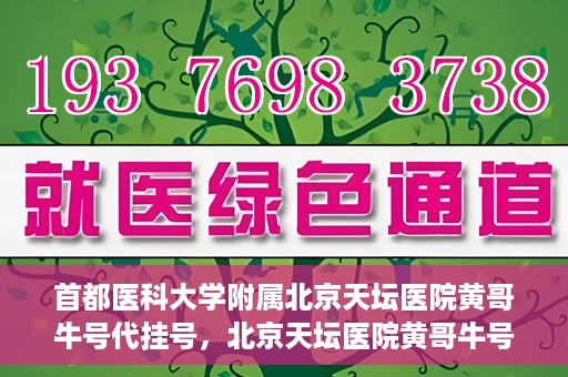 首都医科大学附属北京天坛医院黄哥牛号代挂号，北京天坛医院黄哥牛号代挂号攻略揭秘
